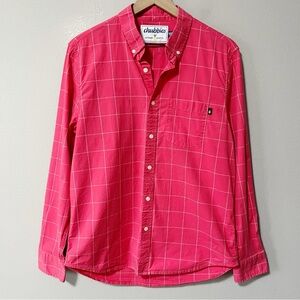 Chubbies Men's Size Medium Pink Checked Button Front Shirt Preppy Workwear